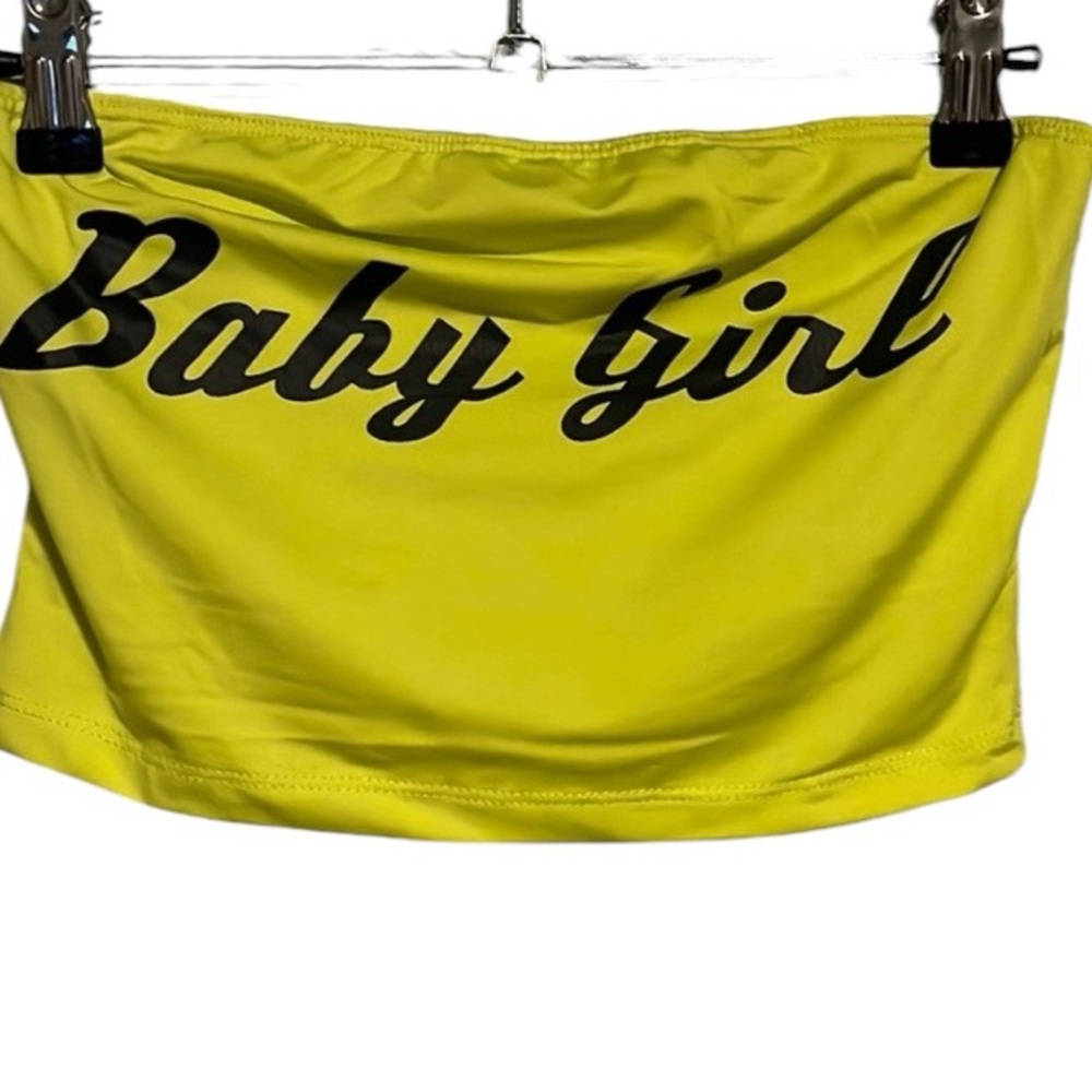 SHEIN Bandeau Crop Top Bra Strapless Baby Girl Yellow Small